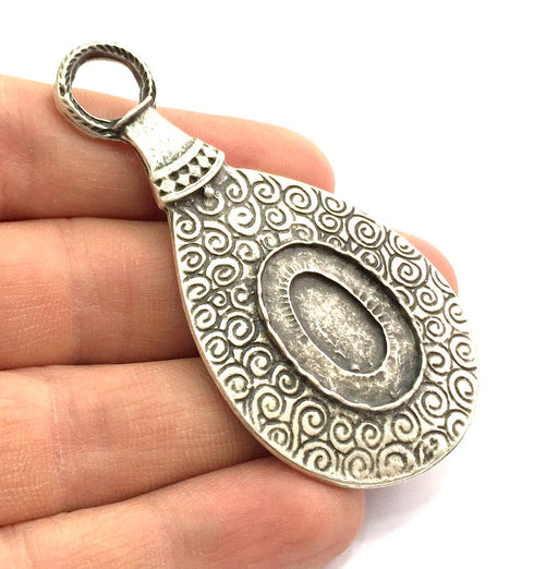 Antique Silver Plated Blank Pendant , Mountings  (25x18mm Blank)  G5726