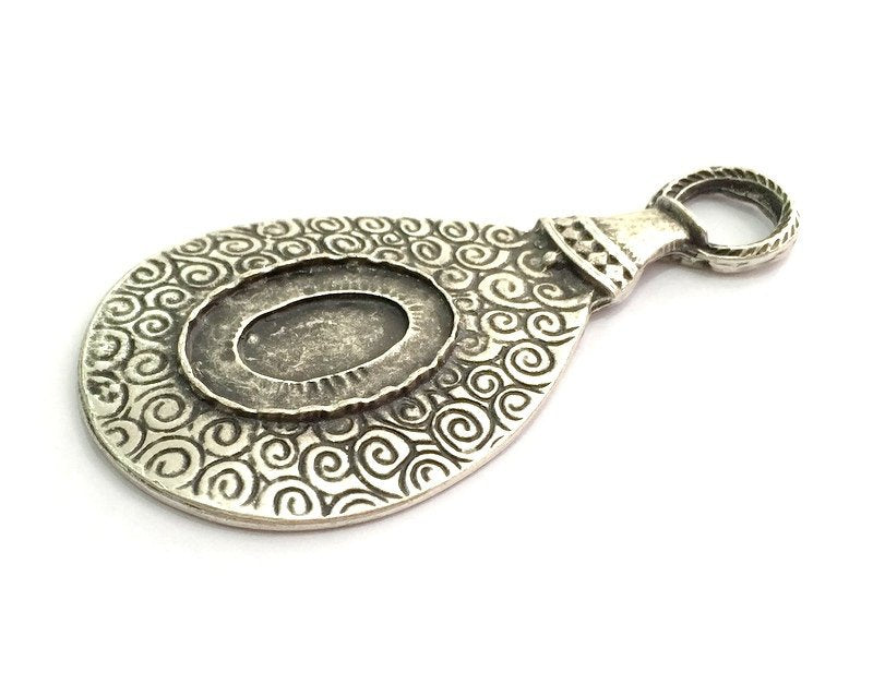 Antique Silver Plated Blank Pendant , Mountings  (25x18mm Blank)  G5726