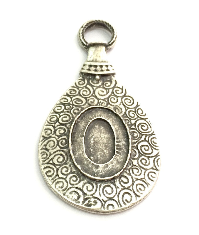 Antique Silver Plated Blank Pendant , Mountings  (25x18mm Blank)  G5726