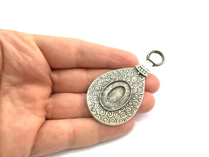 Antique Silver Plated Blank Pendant , Mountings  (25x18mm Blank)  G5726