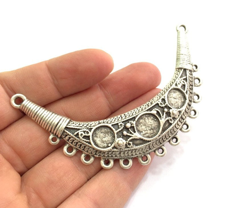 Silver Pendant Tribal Pendant Blank  Necklace Blank  Antique Silver Plated   (10mm and 12mm Blank)  G5728