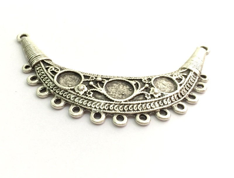 Silver Pendant Tribal Pendant Blank  Necklace Blank  Antique Silver Plated   (10mm and 12mm Blank)  G5728