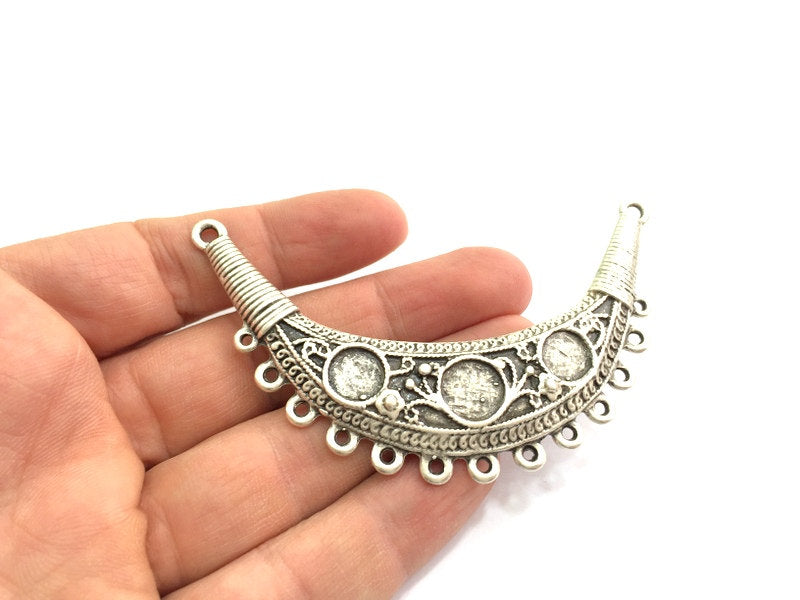 Silver Pendant Tribal Pendant Blank  Necklace Blank  Antique Silver Plated   (10mm and 12mm Blank)  G5728