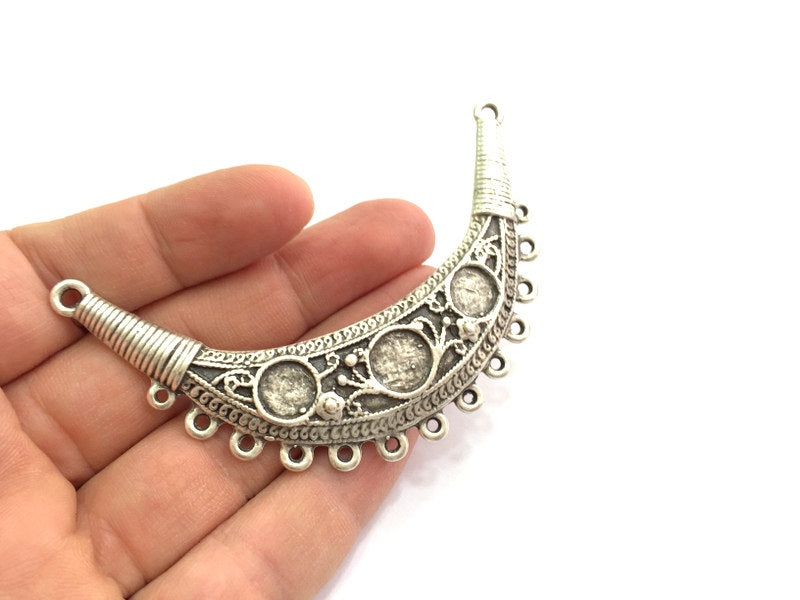 Silver Pendant Tribal Pendant Blank  Necklace Blank  Antique Silver Plated   (10mm and 12mm Blank)  G5728