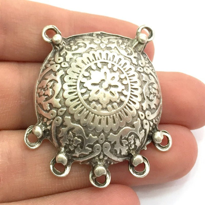 Antique Silver Pendants (44x36mm) Antique Silver Plated Metal  G5729