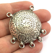 Antique Silver Pendants (44x36mm) Antique Silver Plated Metal  G5729