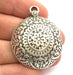 Antique Silver Tribal Pendants (44x36mm) Antique Silver Plated Metal  G9777