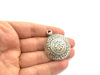 Antique Silver Tribal Pendants (44x36mm) Antique Silver Plated Metal  G9777
