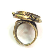 Adjustable Ring Blank, (25x18mm drop blank ) Antique Bronze Plated Brass G5735