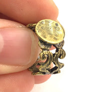 Ring Blank Base Bezel Setting Adjustable  Blank, (10mm blank ) Antique Bronze Plated Brass G5636