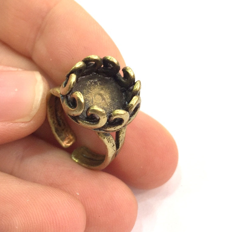 Adjustable Ring Blank, (10mm blank ) Antique Bronze Plated Brass G5739