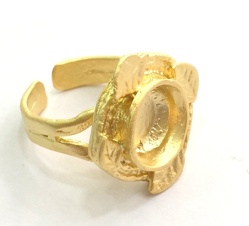 Adjustable Ring Blank, (10mm blank )  Gold Plated Brass G5368