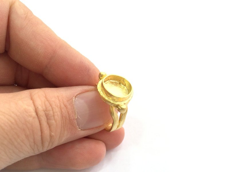 Adjustable Ring Blank, (10mm blank )  Gold Plated Brass G12148