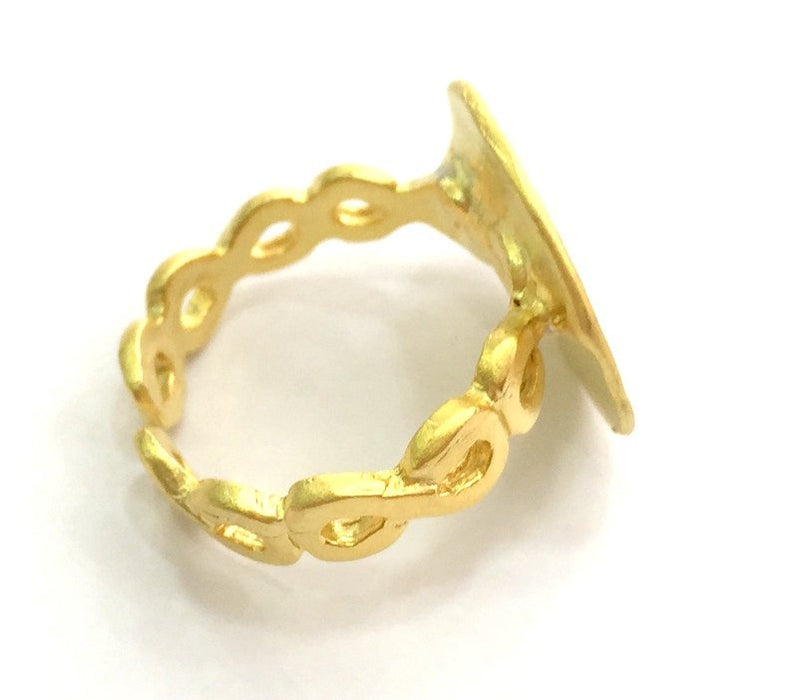 Adjustable Ring Blank, (15mm blank )  Gold Plated Brass G5748