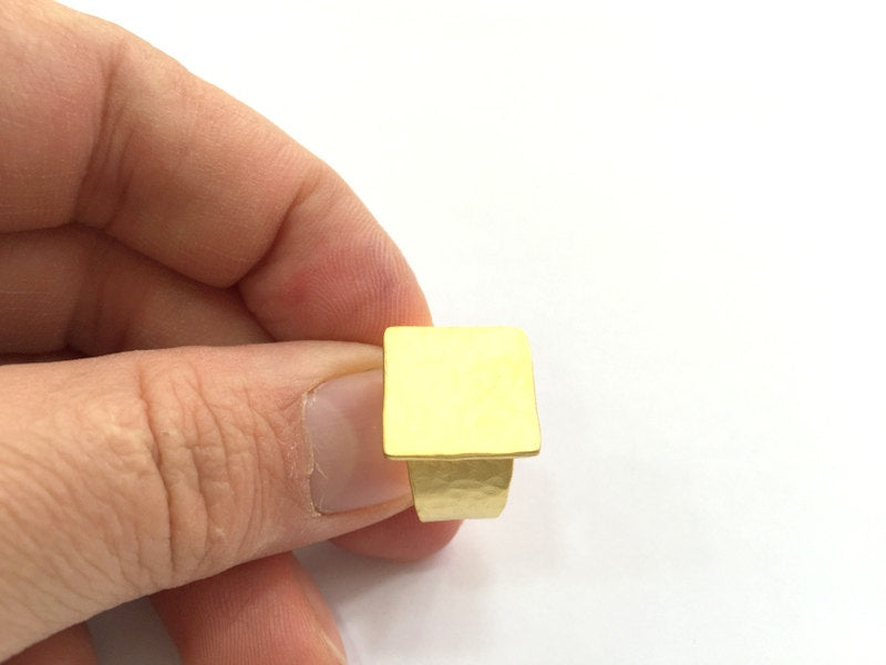 Adjustable Ring Blank, (16mm square blank )  Gold Plated Brass G5750