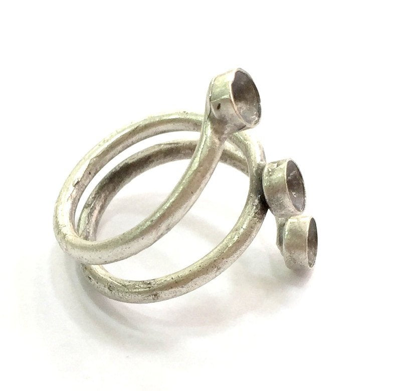 Adjustable Ring Blank, (5mm blank ) Antique Silver Plated Brass G5751
