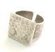 Adjustable Ring Blank, (16mm square blank ) Antique Silver Plated Brass G9547
