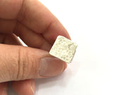 Adjustable Ring Blank, (16mm square blank ) Antique Silver Plated Brass G9547