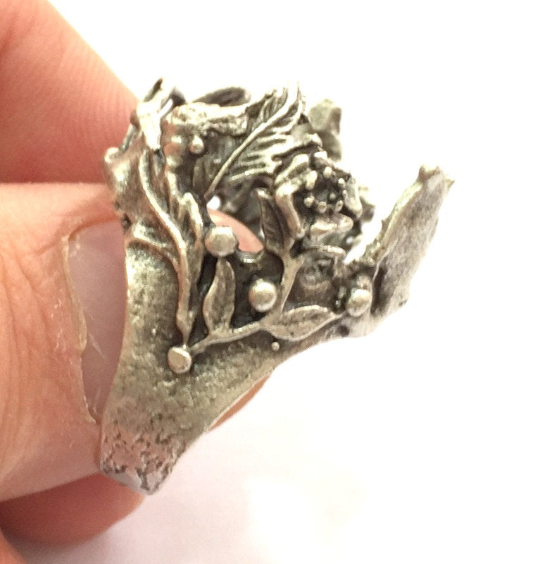 Adjustable Ring Blank, (20mm blank ) Antique Silver Plated Brass G5754