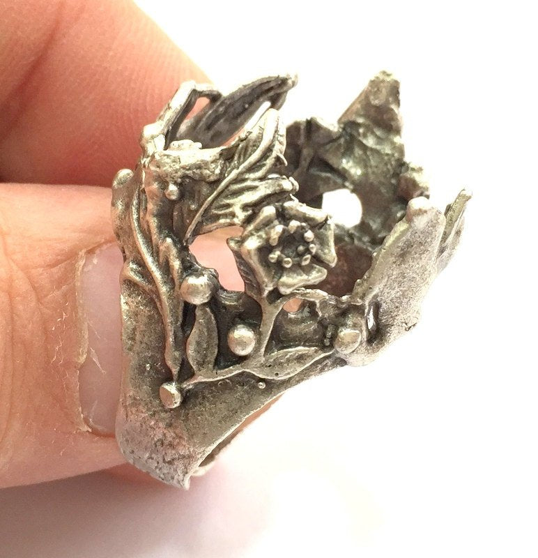 Adjustable Ring Blank, (20mm blank ) Antique Silver Plated Brass G5754