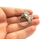 Adjustable Ring Blank, (20mm blank ) Antique Silver Plated Brass G5754