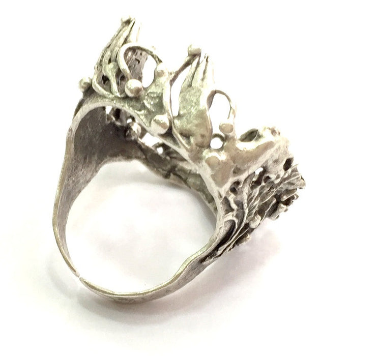 Adjustable Ring Blank, (25mm blank ) Antique Silver Plated Brass G5756