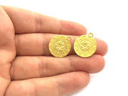 2 Gold Plated Flower Charms,  2 Pcs (15mm)  G5757