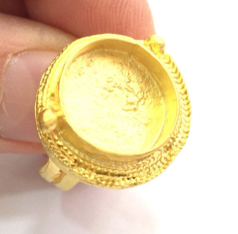 Adjustable Ring Blank, (16mm blank )  Gold Plated Brass G5758