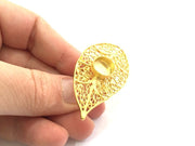 Gold Ring Settings Ring Blank Ring Bezel Base Cabochon Mountings Adjustable  (10mm blank )  Gold Plated Brass G5761