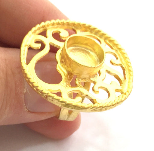 Adjustable Ring Blank, (10mm blank )  Gold Plated Brass G5762