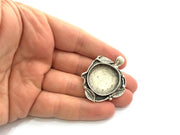 Antique Silver Plated Brass Pendant Blanks  Mountings , (25 mm blank) G5766