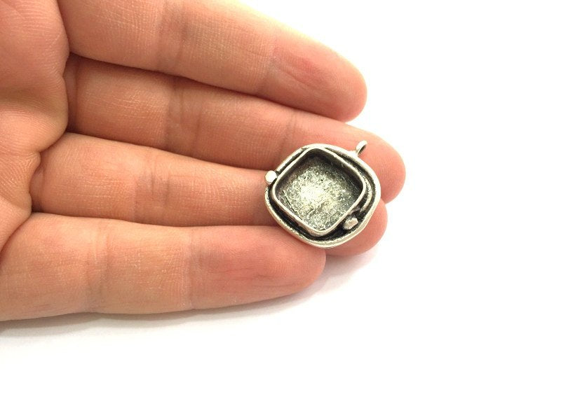 Antique Silver Plated Brass Pendant Blanks  Mountings , (16 mm blank) G9841
