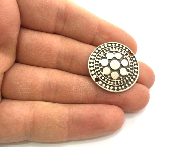 2 Pcs Antique Silver Pendants (27mm) Antique Silver Plated Metal  G5774