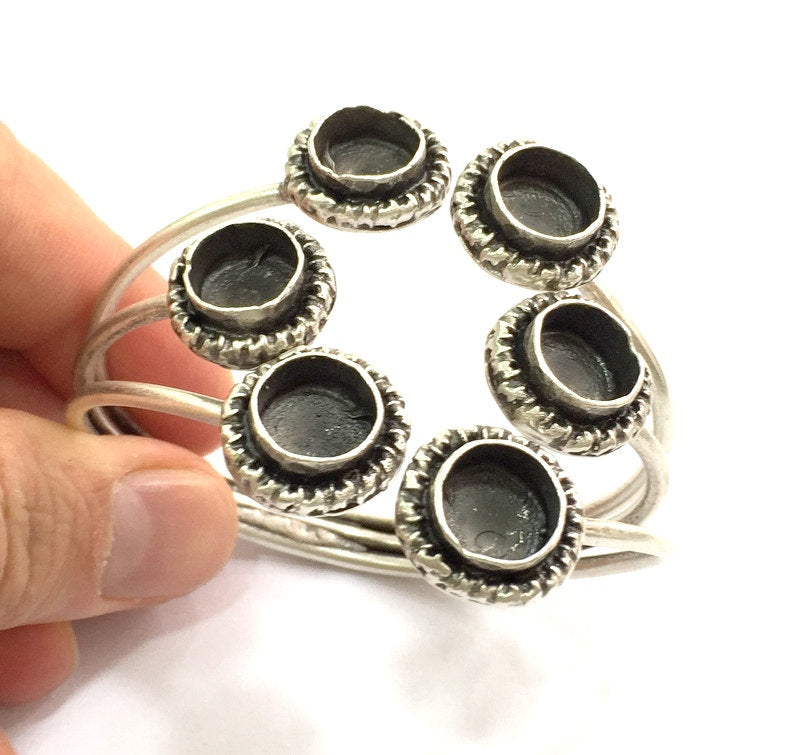 Adjustable Bracelet Blank Findings ( 12mm Blank ), Antique Silver Plated Brass G5776