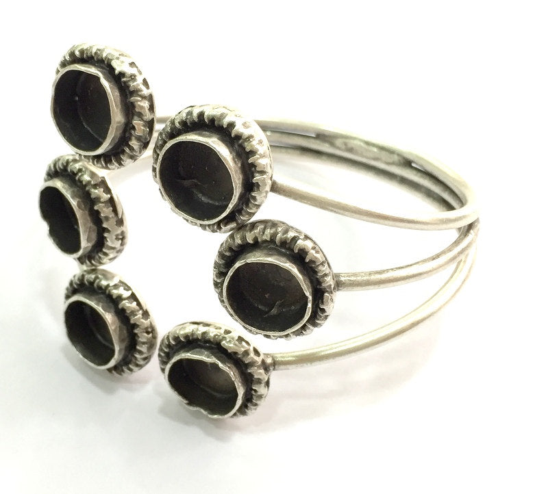 Adjustable Bracelet Blank Findings ( 12mm Blank ), Antique Silver Plated Brass G5776