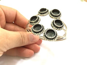 Adjustable Bracelet Blank Findings ( 12mm Blank ), Antique Silver Plated Brass G5776