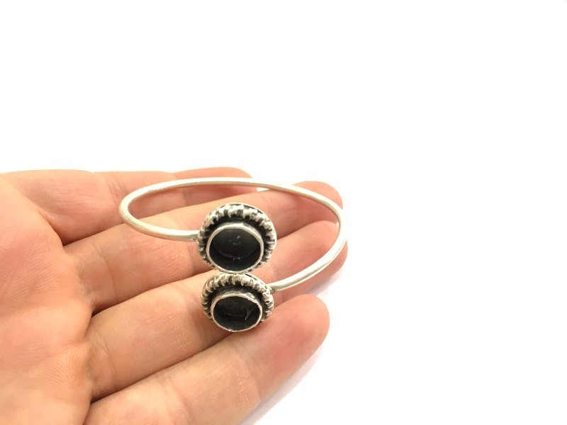 Adjustable Bracelet Blank Findings ( 10mm Blank ), Antique Silver Plated Brass G5777