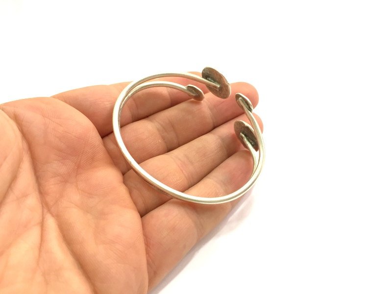 Adjustable Bracelet Blank Findings (16mm and 10mm Blank) , Antique Silver Plated Brass G9634