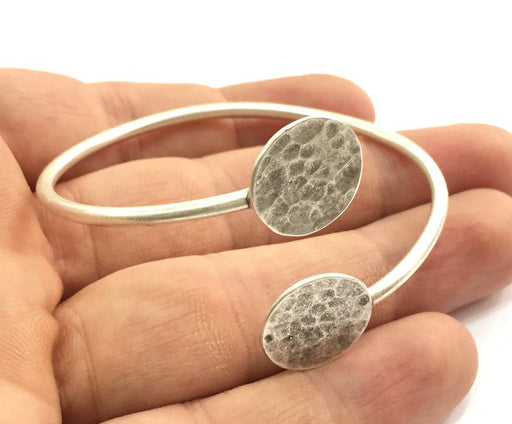 Adjustable Bracelet Blank Findings (16mm  Blank) , Antique Silver Plated Brass G5782