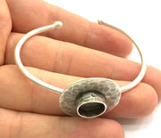 Adjustable Bracelet Blank Findings (10mm  Blank) , Antique Silver Plated Brass G5783