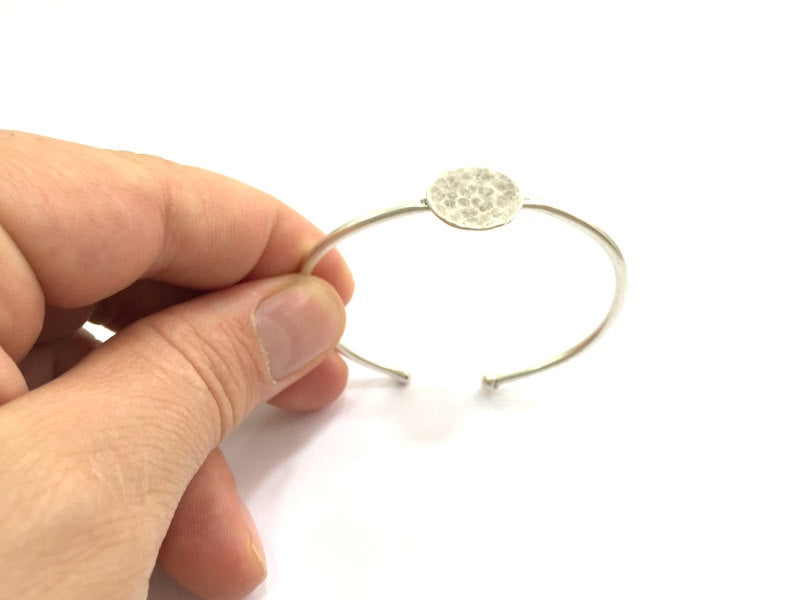Adjustable Bracelet Blank Findings (16mm  Blank) , Antique Silver Plated Brass G5785
