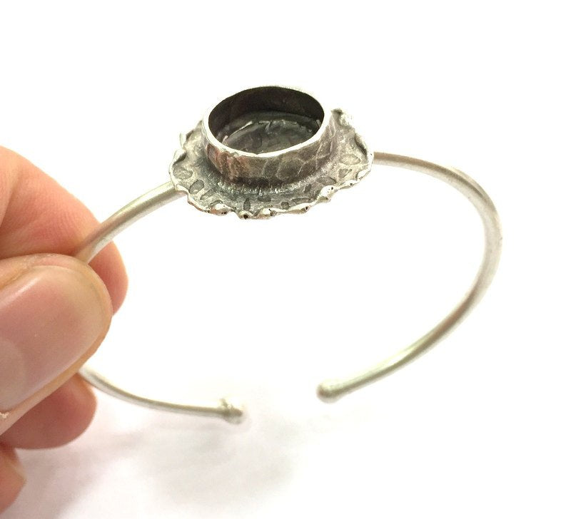 Adjustable Bracelet Blank Findings (14mm  Blank) , Antique Silver Plated Brass G5784