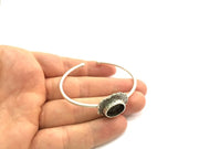 Adjustable Bracelet Blank Findings (14mm  Blank) , Antique Silver Plated Brass G5784