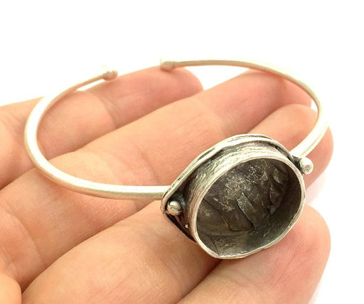 Adjustable Bracelet Blank Findings (20mm  Blank) , Antique Silver Plated Brass G9199