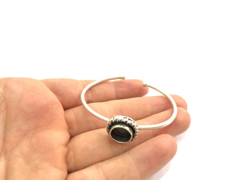 Adjustable Bracelet Blank Findings (10mm  Blank) , Antique Silver Plated Brass G5788