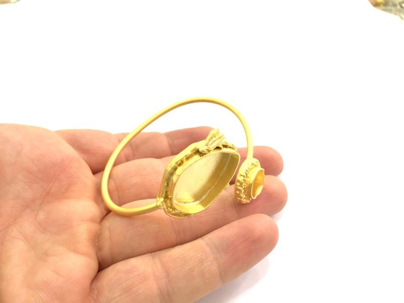 Adjustable Bracelet Blank Findings (12mm and 25x18mm drop Blank) , Gold  Plated Brass G5800