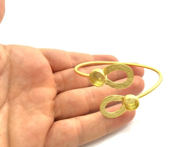 Gold Bracelet Blank Adjustable (10mm  Blank) Gold Plated Brass G5801