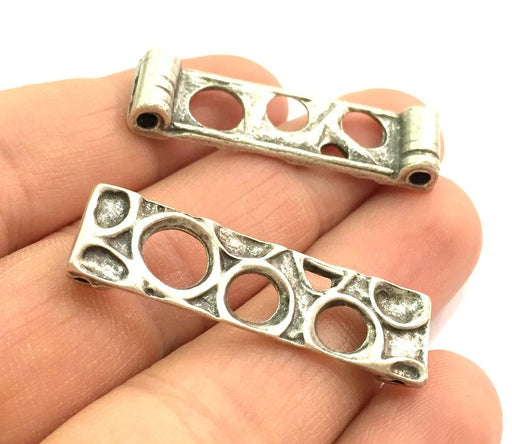 2 Antique Silver Plated Connector ,Findings (40x11 mm) G5809