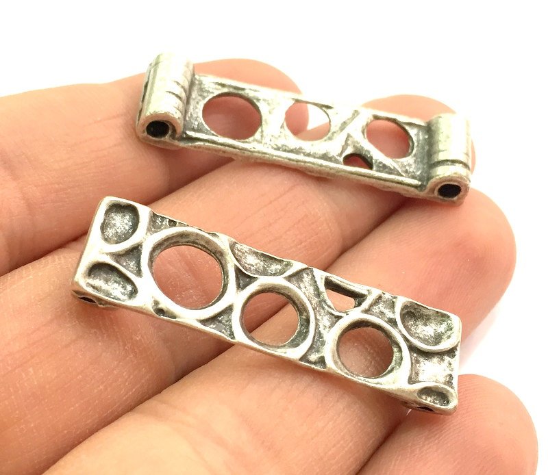 2 Antique Silver Plated Connector ,Findings (40x11 mm) G5809