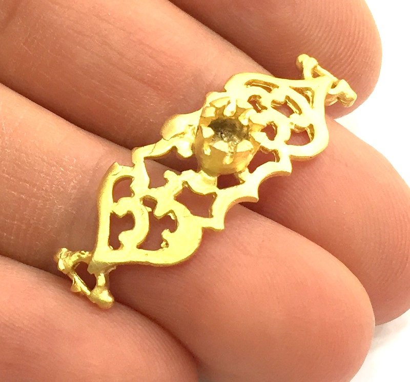 Gold Plated Brass Bracelet Connector Blanks , Mountings   (4mm blank) G5814